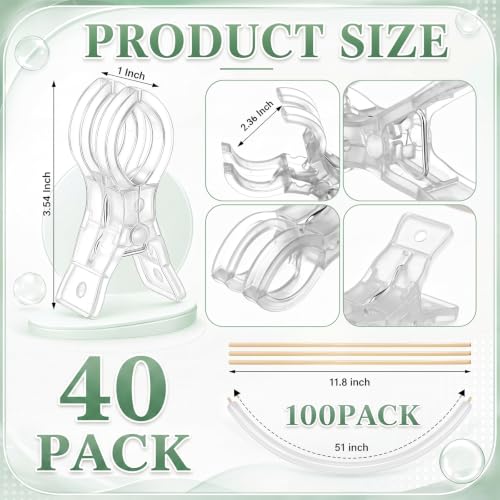 Image of Amyhill 40 Pack 3.5 Inch Balloon Arch Clips 100 Pcs 260 Long Balloons Kit | 3.5 Inch Large Heavy Duty Clip, Plastic Transparent, Clear 260 Long Balloons, For Arch Backdrop Garland, Long Twisting Decor