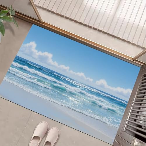 Scène de plage tranquille tapis d'entrée esthétique 45x75 cm
