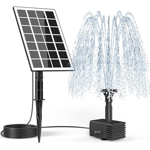 SZMP Solar Fountain Kit for Bird Bath, 9.84 Power Cord Glass Panel Solar Bird Bath Fountains No Battery 9 Nozzles, Solar Water Fountain for Outdoor Patio Garden Décor Cover