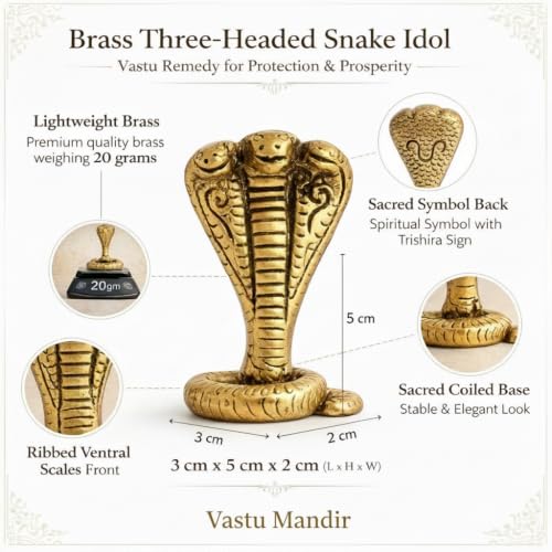 Image of Brass Sheshnag Naag Devta Idol, Vastu Remedy for Protection (5 cm, 20 g)