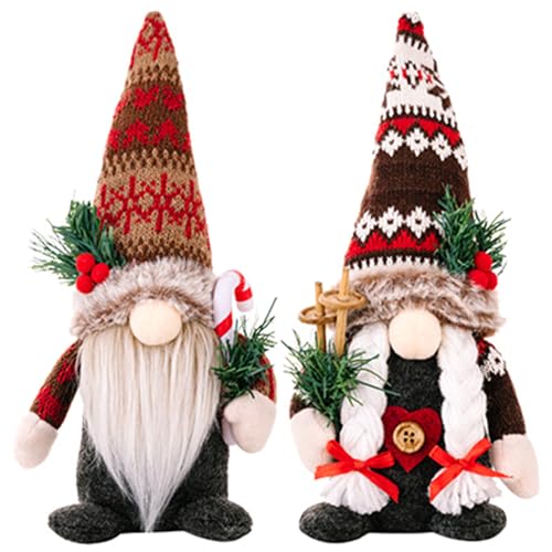 Xiuyer Gnomo De Navidad Gnomos Navideños Papá Noel, 2 Pcs Gnomos Navideños Gnomo Navideño Hecho a Mano Muñeco De Elfo De Papá Noel Decoración del Árbol De Navidad Chimenea Decoración del Hogar
