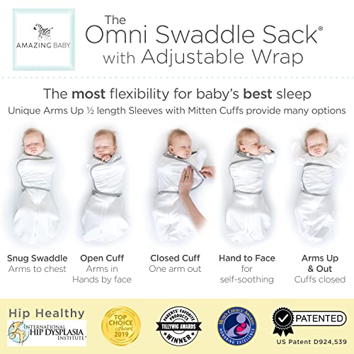 Amazing Baby 6-Way Omni Swaddle Sack With Wrap & Arms Up Sleeves & Mitten Cuffs, Easy Swaddle Transition, Better Sleep For Newborn Baby Girls, Pink Stripes, Small 0-3 Months #TOP3