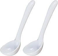 Vista 1 de HIC Kitchen Cucharón para salsa, porcelana blanca fina, 1 onza, juego de 2