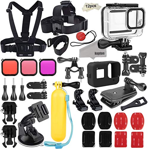 Kupton Accessories Kit Bundle for GoPro Hero 8 Black, Waterproof Housing + Sleeve