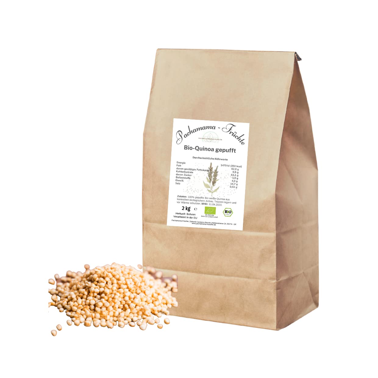 Pachamama-Früchte BIO QUINOA gepufft 2 kg - Vegan - Glutenfrei - Müsli - Ungesüßt - Vollkorn