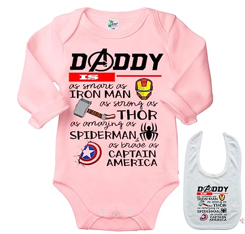 Image of Daddy is ..Superhero -Cute Funny Novelty Shirt Baby Bodysuit Outfit Onesie & Bib