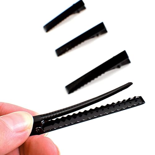 Miniatura 3 de 50 pinzas para el pelo de cocodrilo negro, de una sola punta, parte superior plana de metal, pinza de pico de pato, accesorios para el cabello,