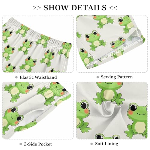 Frog Pattern Pajama Pants Short Sleep Pants Pajama Bottoms Elastic Waist with Pockets 6-14 Years3