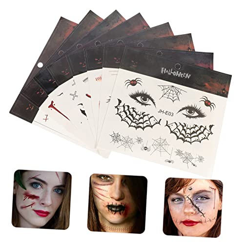 KALLORY 8 Folhas Adesivos De Rosto De Halloween Adesivos De Aranha Adesivos De Presente Cicatriz Ade