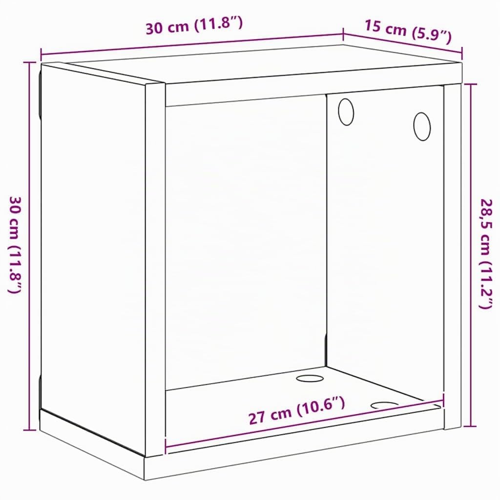vidaXL Mensole Parete a Cubo 2 pz Bianche 30x15x30cm