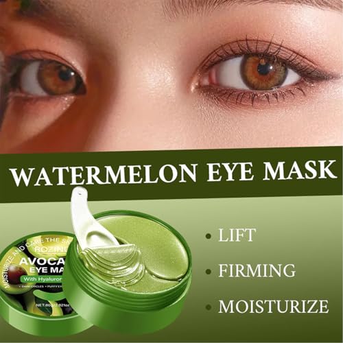 xiaoks Avocado Eye Masks 60Pcs - Hydrating Under Eye Patches with Aloe Vera, Hyaluronic Acid - Cooling Gel Mask for Puffy Eyes, Dark Circles & Fine Lines (Avocado Green)