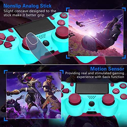 Game Controller for PS4 Wireless Gamepad for PS4/PS4 Pro/PC and Laptop with Vibration and Audio Function, Mini LED Indicator, High-Sensitive Controller with Anti-Slip(Berry Blue)