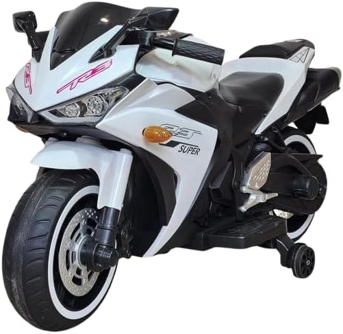 SRECAP Children's Toy Bike R3: Rechargeable Battery-Powered Ride-On for Boys and Girls | Electric Ride-On for Kids [Ages 2 to 5, Large Size -White