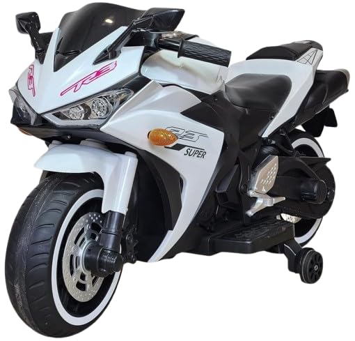 SRECAP Children's Toy Bike R3: Rechargeable Battery-Powered Ride-On for Boys and Girls | Electric Ride-On for Kids [Ages 2 to 5, Large Size -White