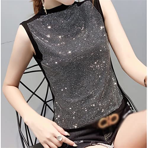 Camiseta de algodón para mujer sin mangas holgada y brillante 5