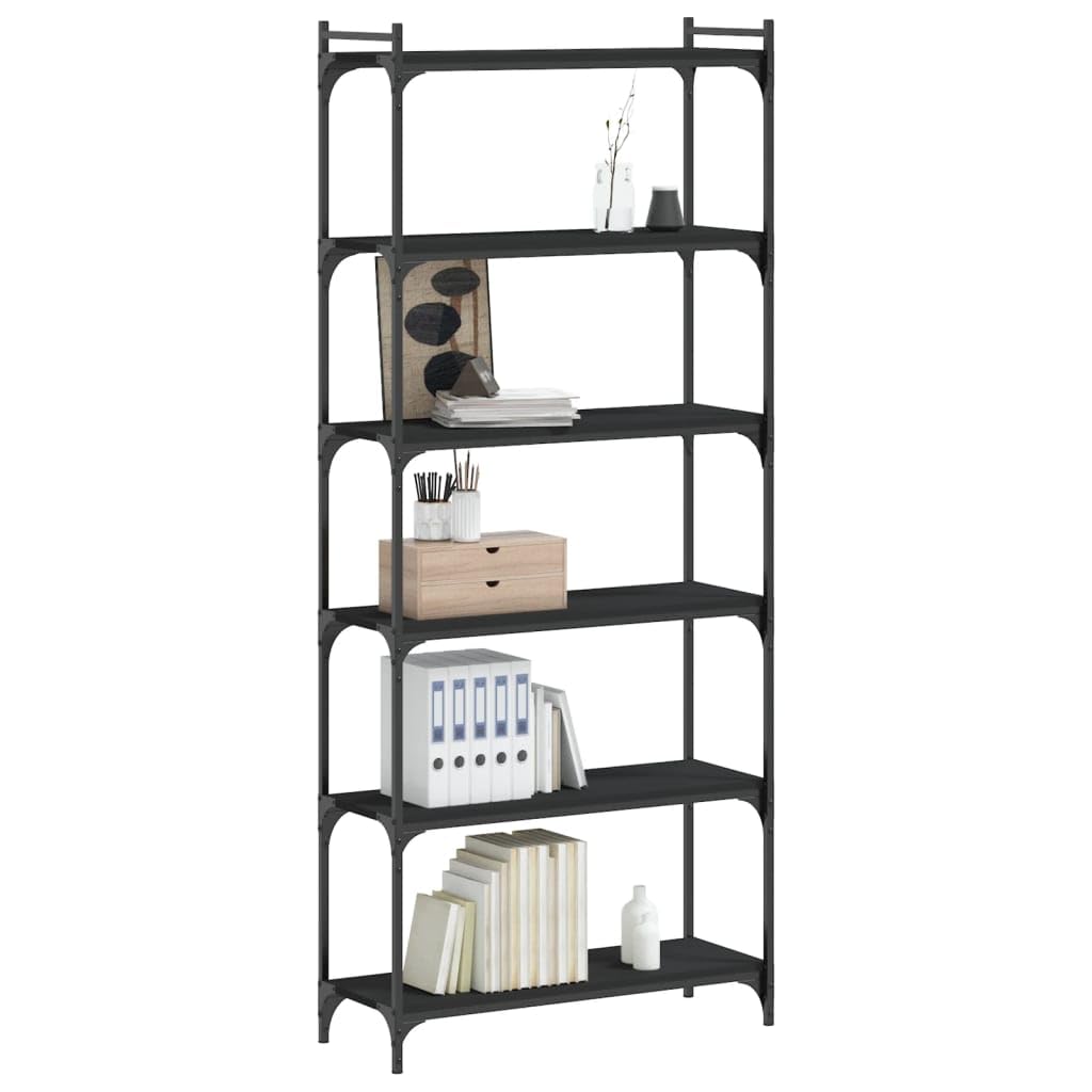 Generisch Bücherregal 6 Böden Schwarz 80x30x188 cm Holzwerkstoff,Möbel,Regalsysteme,Bücherregale Bücherschränke-837682