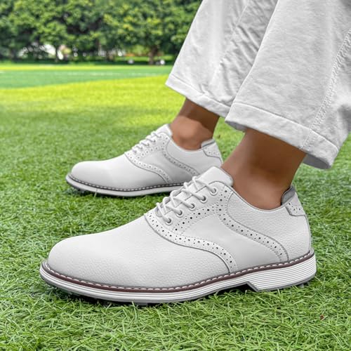 Image of Spikes Golf Shoes Men Professional Golf Shoes Waterproof Walking Footwears for Golfers Outdoor Gym Sneakers