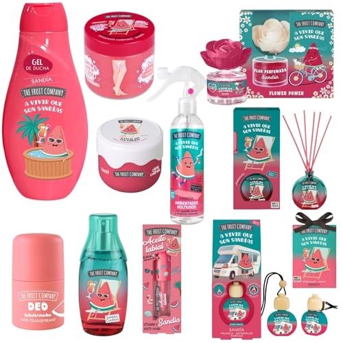 Mega pack 10 unidades para regalar TFC SET REGALO, Sandía The Fruit Company cosmetica para regalar Aceite labial, crema corporal, ambientadores y mucho más