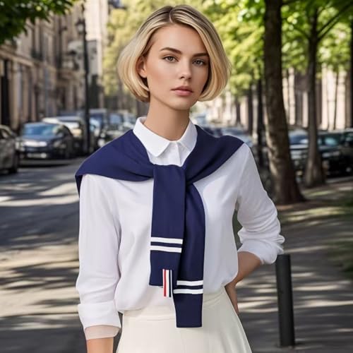 Image of WaJuemy Sweater Shawl Wraps for Women Sweater Knitted Knotted Shawls Travel Casual Scarf Cape Shoulder Tops Fashion Wrap