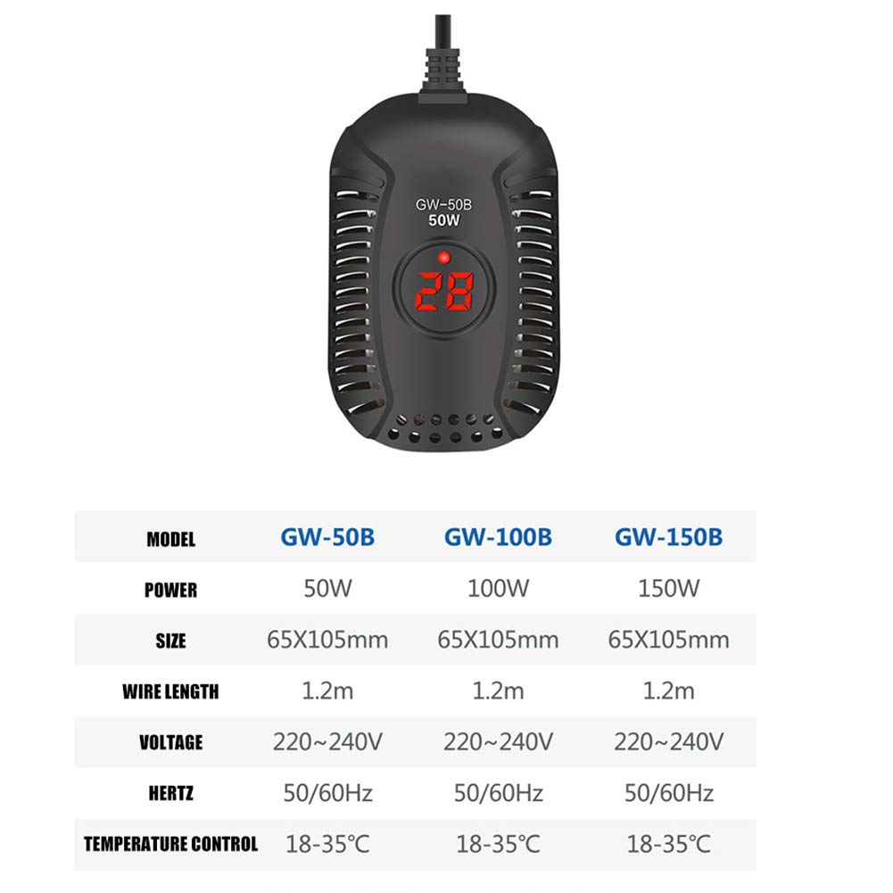 Pequeña Varilla Calefactora Electrónica De Temperatura Constante, Calentador Sumergible Para Acuario, Con Pantalla Digital De Temperatura Y Controlador De Temperatura Externo, GW 150B (GW 100B)