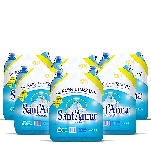 Acqua Sant'Anna Pack 1,5L Lievemente Frizzante | 36 Bottiglie | Acqua Minerale Lievemente Frizzante Oligominerale Minimamente mineralizzata | Plastica 100% Riciclabile