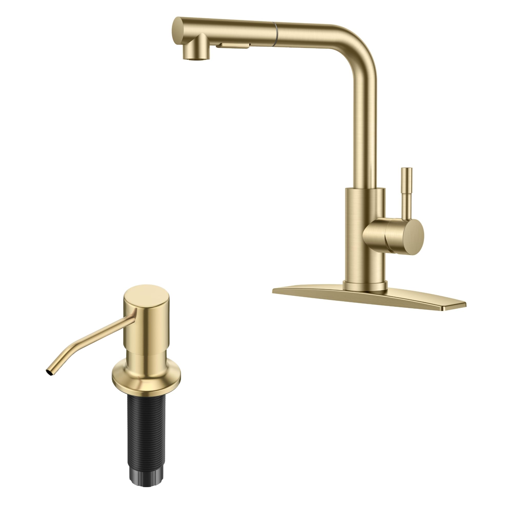 Jnfidosr Gold Kitchen Faucet With Pull Down Sprayer & Brushed Soap Dispenser