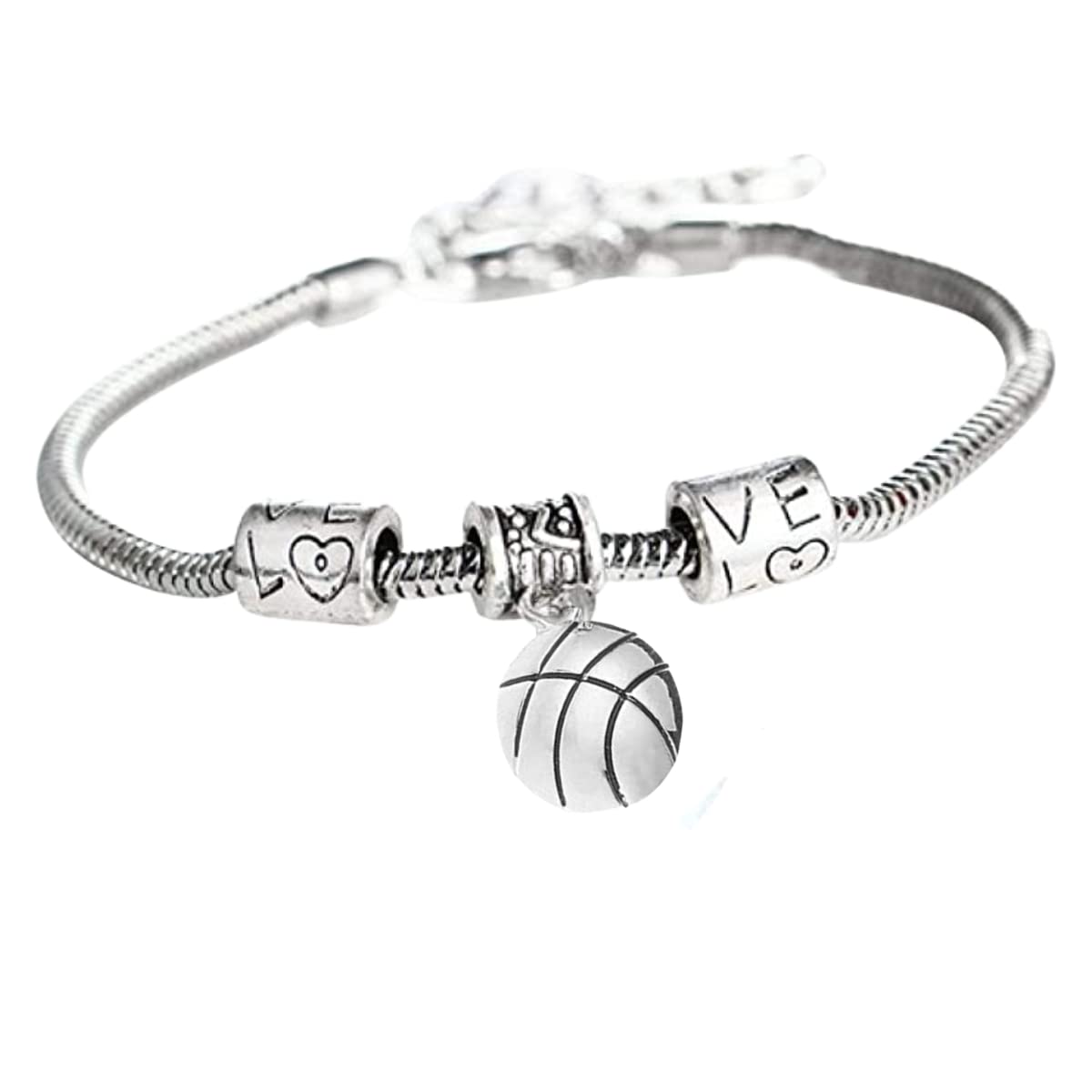 Infinity Collection - Personalized Basketball Love Bracelet - Non-Tarnish Alloy Charm, Snake Chain with Lobster Claw - Gift for Basketball Players