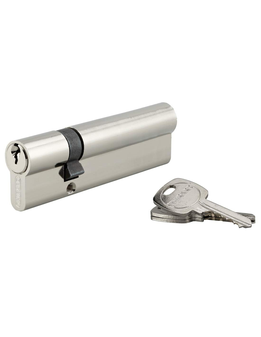THIRARD Cylindre de serrure double entrée, 30 x 80 mm, nickel, 3 clés | Double entrée, finition nickelée, sécurité renforcée, dimensions 30 x 80 mm, compatible portes standard, 3 clés incluses