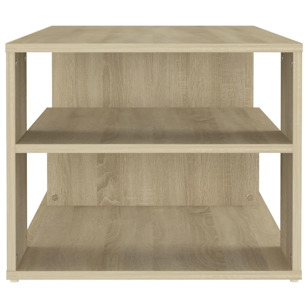 Mesa de centro de roble Sonoma, 100 x 50 x 40 cm, de material de madera con estantes, diseño moderno, mucho espacio de almacenamiento, fácil de limpiar y estable, para salón, sofá y espacios