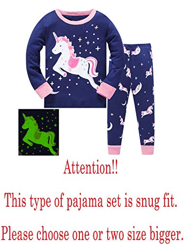 Girls Pajamas Christmas 100% Cotton Toddler Pjs for Kids Girls Children Long Sleeve Sleepwear Sets (Size 3T-8Y)2