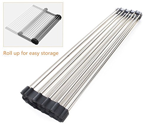 Over The Sink Kitchen Dish Drying Rack, 20''L x 18.5'' Extra Large Multipurpose Dish Drying Drainer (20Lx18.5W, Black) - Thumbnail 3