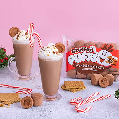Stuffed Puffs - Variety 2 Pack, Marshmallows Made with Real Chocolate, Perfect for Hot Cocoa and Snacking, 1 bag of Original and 1 bag of Chocolate-on-Chocolate (8.6 oz each)