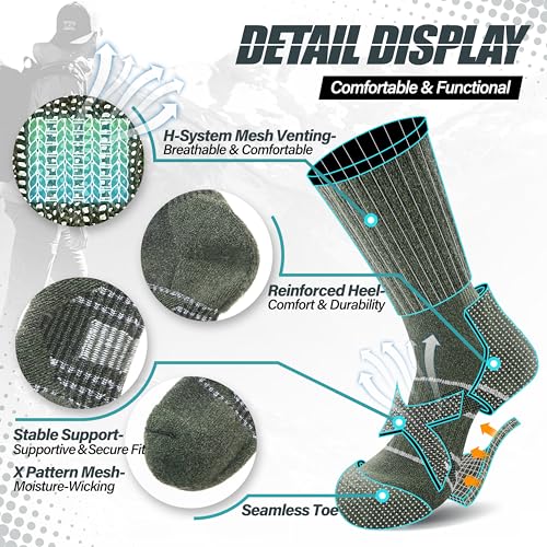Image of ANTSANG 5 Pairs Merino Wool Hiking Socks for Men & Women Thermal Winter Warm Moisture Wicking Cushion Boot Socks