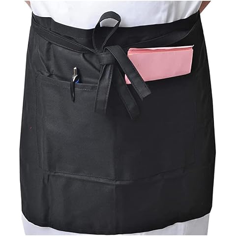 IBEX Unisex Short Short Waist Apron with 2 Pocket, Professional Kitchen Apron for Chefs, Waiters, Cooks, Bar Staff, Catering, Black Cover