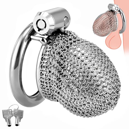 Roluck Metall Peniskäfig Männer Chastity Cage Atmungsaktiver Mesh Edelstahl Keuschheitskäfig Herren Extrem BDSM Spielzeug (S)