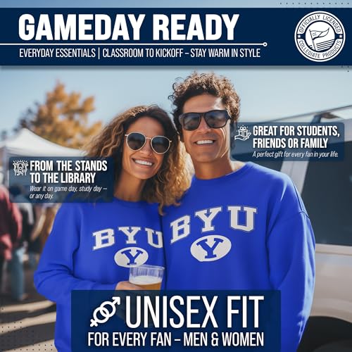 Image of NCAA College Sweatshirt Fleece Crewneck Pullover for Men and Women | Officially licensed NCAA college gameday crewneck pullover - 9 oz fleece lined sweatshirt with arch and logo design