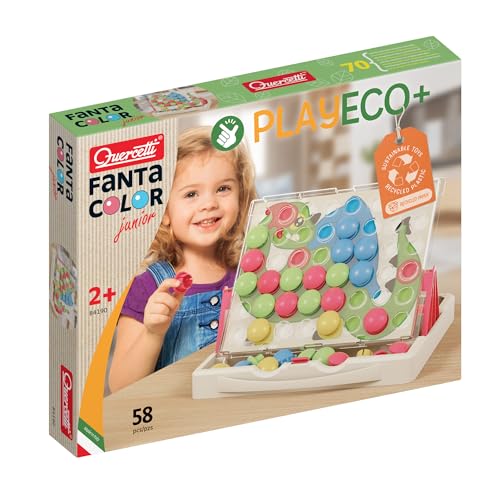 CARATTERISTICHE & CONTENUTO — 48 BOTTONI, 8 SCHEDE, TAVOLETTA - Contenuto: 48 bottoni (ø 33 mm) in 4 colori, 8 schede illustrate, 1 tavoletta forata trasparente, 1 valigetta contenitore. Bottoni grandi, arrotondati e facili da afferrare; la tavoletta trasparente aiuta a seguire il disegno. Sistema a incastro solido, riordino rapido nella valigetta. Un classico mosaico bambini con chiodini per bambini 2 anni, adatto come giochi per bambini di 2 anni e gioco bambino 2 anni/bambina 2 anni. Ideale per chi cerca fantacolor quercetti chiodini originali, con qualità Quercetti 2 anni.