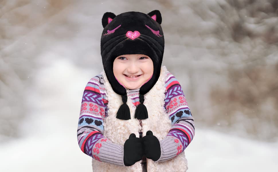 Toddler Winter Hat and Mittens for Boys & Girls Ages 2-4 Years Old + Chin Strap3