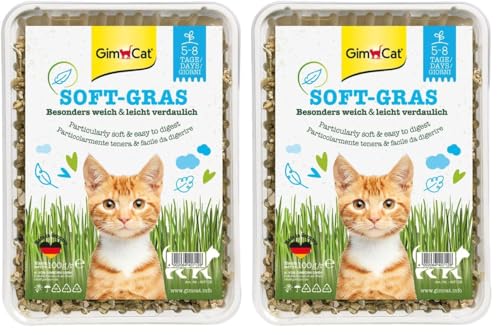 GimCat Soft-Gras - Herbe à Chat Tendre et Riche en vitamines avec Une Pousse Rapide en Seulement 5 à 8 Jours - 1 barquette (1 à 100 g) (Lot de 2)