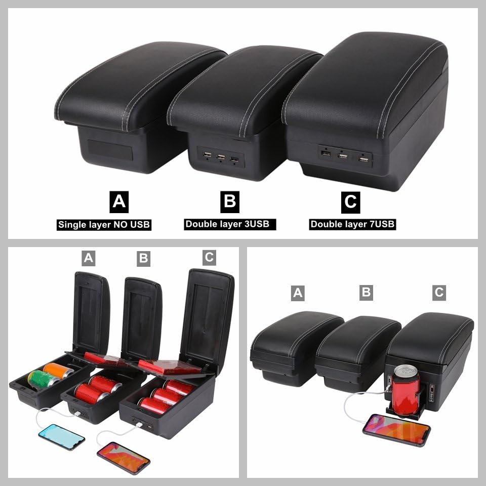 KIMISS Autokonsolen-Armlehnenbox | Ersatz Für Suzuki Swift 2005-2021 Schwarz/Rot