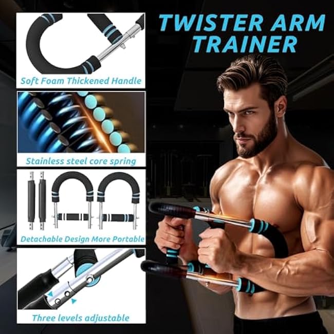 Twister Arm Trainer Arm Shoulder Chest Workout Equipment 30-120lb Adjustable Strength Trainer Chest Trainer for Men and Women Portable Detachable Home Fitness Equipment
