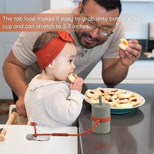 Image of Toy Safety Straps, 4 Pack Silicone Sippy Cup Straps, Sippy Cup Leash for Baby, Keep Bottles and Sippy Cups Close at Hand and Off the Ground or Floor (4PACK, Sage /Ether /Blush /Muted)