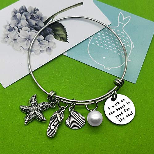 Beach Lover Gift Bracelet Beach Jewelry Beach Themed Gifts Summer Beach Jewelry Bracelet Beach Themed Bangle Jewelry Gift Birthday Christmas Graduation Gift For Girls Women Wife Sisters - Image 3