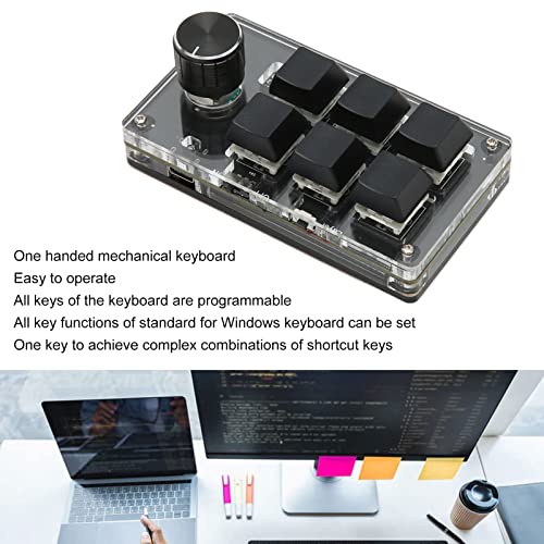 Mini clavier mécanique à 6 touches noir avec interrupteur bleu programmable - 2