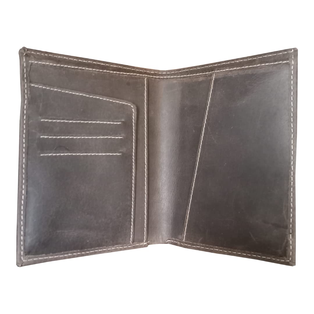 Classic Veg Tanned Hunter Leather Passport/CDC/COC Travel Wallet (Dark Brown)
