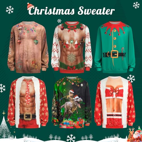 Ugly Christmas Sweatshirt Men Women, Funny Christmas Sweatshirt, Funny Abs Pullover Xmas 4 Ugly Christmas Sweatshirt Men Women