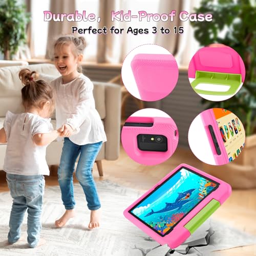 Image of Kids Tablet - 10.1 inch Android 15 Tablet for Kids with 8GB RAM 64GB Storage, WiFi 6, Octa-Core CPU, Parental Control, Pre-Installed Kids Apps, 5000mAh Battery, EVA Case - Tablets for Children Ages 3-15