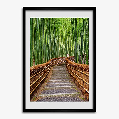Tableau cadre en bois décoratif Tulup 50x70 cm au design moderne de forêt de bambous haut de gamme
