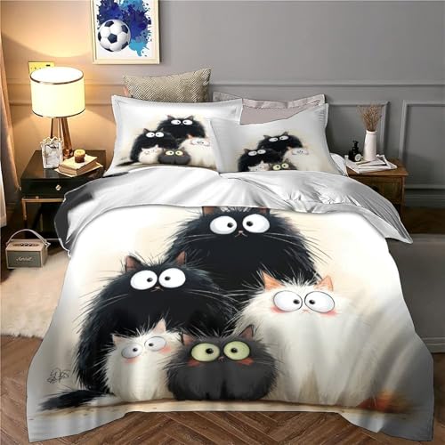 Parure de lit 3D chats mignons en microfibre hypoallergénique et douce - 6