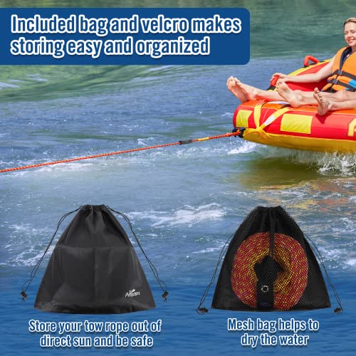 Image of Affordura Adjustable Tow Rope for Tubing, 65 FT 4-Section Boat Tow Rope Extension, Heavy Duty Ski Rope Water Sports Pontoon Towable Tube Pull Rope